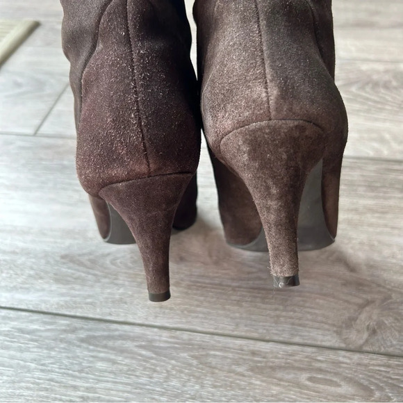Arnold Churgin Handmade  Brown Suede Slouch Knee High Tall Heeled Boots - Picture 7 of 14